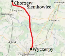 Mapa przebiegu linii kolejowej 146