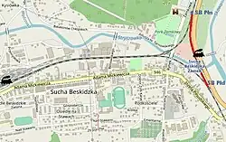 Mapa przebiegu linii kolejowej 625