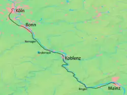 Mapa przebiegu linii kolejowej