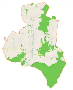 Mapa konturowa gminy Lipinki, po prawej nieco na dole znajduje się punkt z opisem „Bednarka, cm. wojenny nr 84”