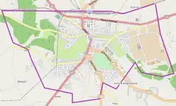 Mapa konturowa Lipna, u góry znajduje się punkt z opisem „Lipno”