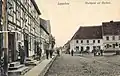 Południowo-wschodnie naroże lipiańskiego rynku i ul. Oświęcimska (Marktstrasse) w 1913 roku