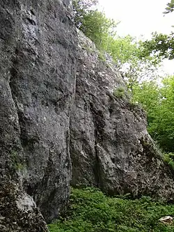 Skała z zamontowanymi ringami