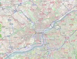 Mapa konturowa Filadelfii, w centrum znajduje się punkt z opisem „Ratusz w Filadelfii”