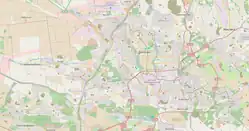 Mapa konturowa Doniecka, w centrum znajduje się punkt z opisem „miejsce bitwy”