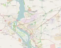 Mapa konturowa Zaporoża, po prawej znajduje się punkt z opisem „OZH”