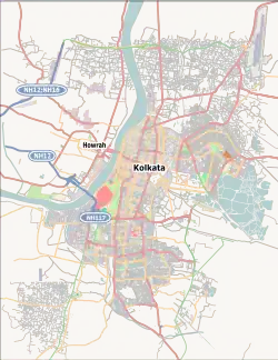 Mapa konturowa Kolkaty, w centrum znajduje się punkt z opisem „Sealdah”