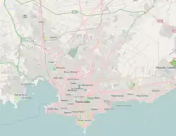 Mapa konturowa Montevideo, na dole znajduje się punkt z opisem „Estadio Centenario”