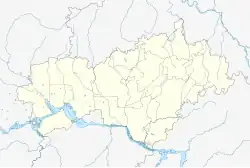 Mapa konturowa Mari El, w centrum znajduje się punkt z opisem „Joszkar-Oła”
