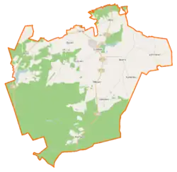 Mapa konturowa gminy Lubasz, na dole znajduje się punkt z opisem „Klempicz”