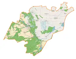 Mapa konturowa gminy Lubycza Królewska, na dole znajduje się punkt z opisem „Hrebenne”
