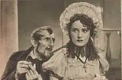 Ludwik Solski (jako lichwiarz Łatka) i Stanisława Angel-Engelówna w sztuce "Dożywocie"