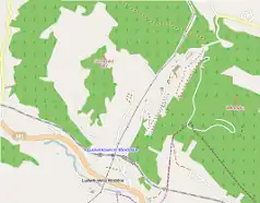 Mapa konturowa Ludwikowic, na dole znajduje się punkt z opisem „Ludwikowice Kłodzkie”