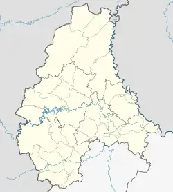 Mapa konturowa Dystryktu Diekirch, w centrum znajduje się punkt z opisem „Tadler”