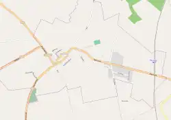 Mapa konturowa Młynar, po prawej znajduje się punkt z opisem „Młynary”