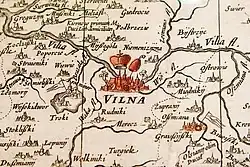 Fragment mapy radziwiłłowskiej - mitra nad Wilnem