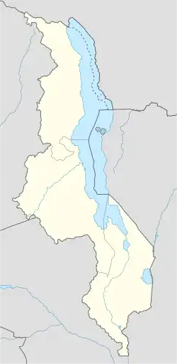 Mapa konturowa Malawi, na dole po prawej znajduje się punkt z opisem „Zomba”