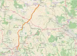 Mapa przebiegu linii kolejowej 6255