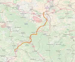 Mapa przebiegu linii kolejowej 6298