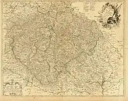 Szczegółowa mapa Czech właściwych, 1742