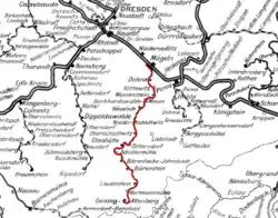 Mapa przebiegu linii kolejowej 6605Streckennummern.