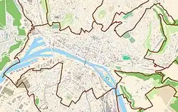 Mapa konturowa Rouen, w centrum znajduje się punkt z opisem „Pomnik Napoleona I Bonapartego w Rouen”