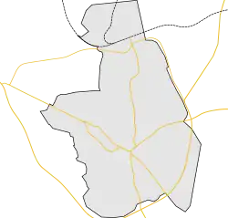 Mapa konturowa Veszprému, u góry znajduje się punkt z opisem „Veszprém”