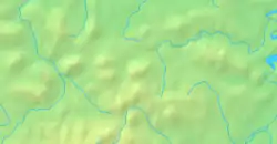 Mapa konturowa Beskidu Wyspowego, blisko centrum po prawej na dole znajduje się czarny trójkącik z opisem „Cichoń”