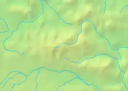 Mapa konturowa Gorców, w centrum znajduje się punkt z opisem „Chatka u Metysa”