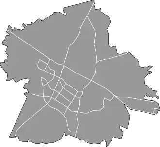 Mapa konturowa Tychów, po lewej znajduje się punkt z opisem „Suble”