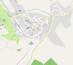 Mapa konturowa Wlenia, po lewej znajduje się punkt z opisem „Wleń”