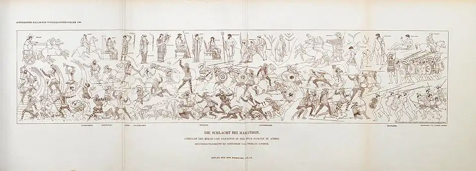 Próba rekonstrukcji wyobrażenia bitwy maratońskiej (według Carla Roberta)