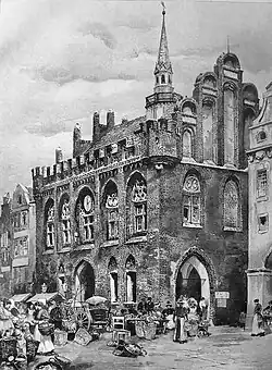 Ratusz w Malborku na drzeworycie z 1903