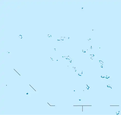 Mapa konturowa Wysp Marshalla, blisko centrum po prawej na dole znajduje się punkt z opisem „Ailinglapalap”