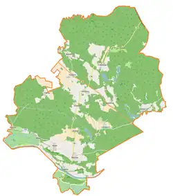 Mapa konturowa gminy Maszewo, na dole znajduje się punkt z opisem „Maszewo”