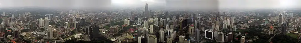 Panorama Kuala Lumpur widoczna z wieży