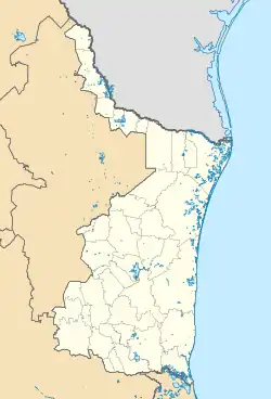 Mapa konturowa Tamaulipas, na dole znajduje się punkt z opisem „Ciudad Victoria”