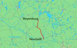 Mapa przebiegu linii kolejowej 6938