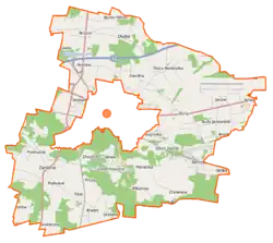 Mapa konturowa gminy wiejskiej Mińsk Mazowiecki, blisko centrum po prawej na dole znajduje się punkt z opisem „Zakole-Wiktorowo”