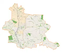 Mapa konturowa gminy Miechów, na dole po prawej znajduje się punkt z opisem „Nasiechowice”