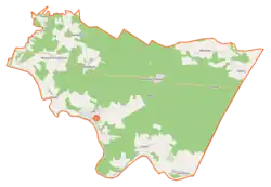 Mapa konturowa gminy Mielnik, na dole znajduje się punkt z opisem „Sutno”