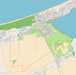 Mapa konturowa Mielna, blisko centrum na prawo znajduje się punkt z opisem „Barnowo”