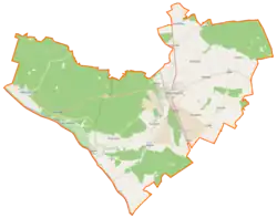 Mapa konturowa gminy Mieszkowice, po lewej znajduje się punkt z opisem „Gozdowice”