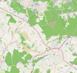 Mapa konturowa Mikołowa, po prawej nieco u góry znajduje się owalna plamka nieco zaostrzona i wystająca na lewo w swoim dolnym rogu z opisem „Starganiec”