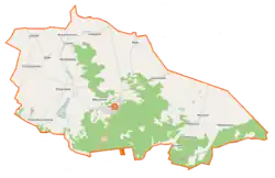 Mapa konturowa gminy Milejczyce, po lewej znajduje się punkt z opisem „Pokaniewo”