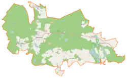 Mapa konturowa gminy Mirosławiec, po prawej znajduje się punkt z opisem „Piecnik”