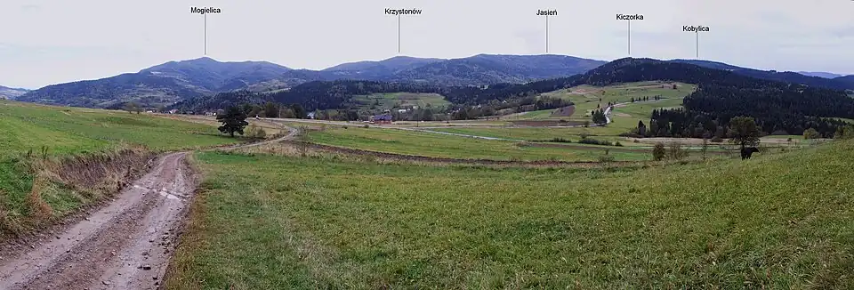 Widok z podnóży Ćwilina w Wilczycach