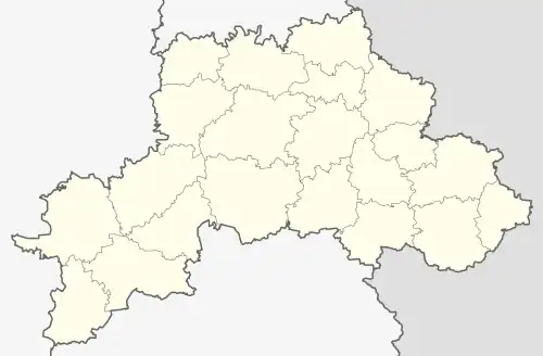 Mapa konturowa obwodu mohylewskiego, blisko centrum u góry znajduje się punkt z opisem „Mohylew”