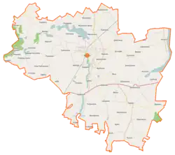 Mapa konturowa gminy Mogilno, po prawej znajduje się punkt z opisem „Kwieciszewo”