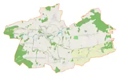 Mapa konturowa gminy Mstów, po prawej znajduje się punkt z opisem „Jaźwiny”